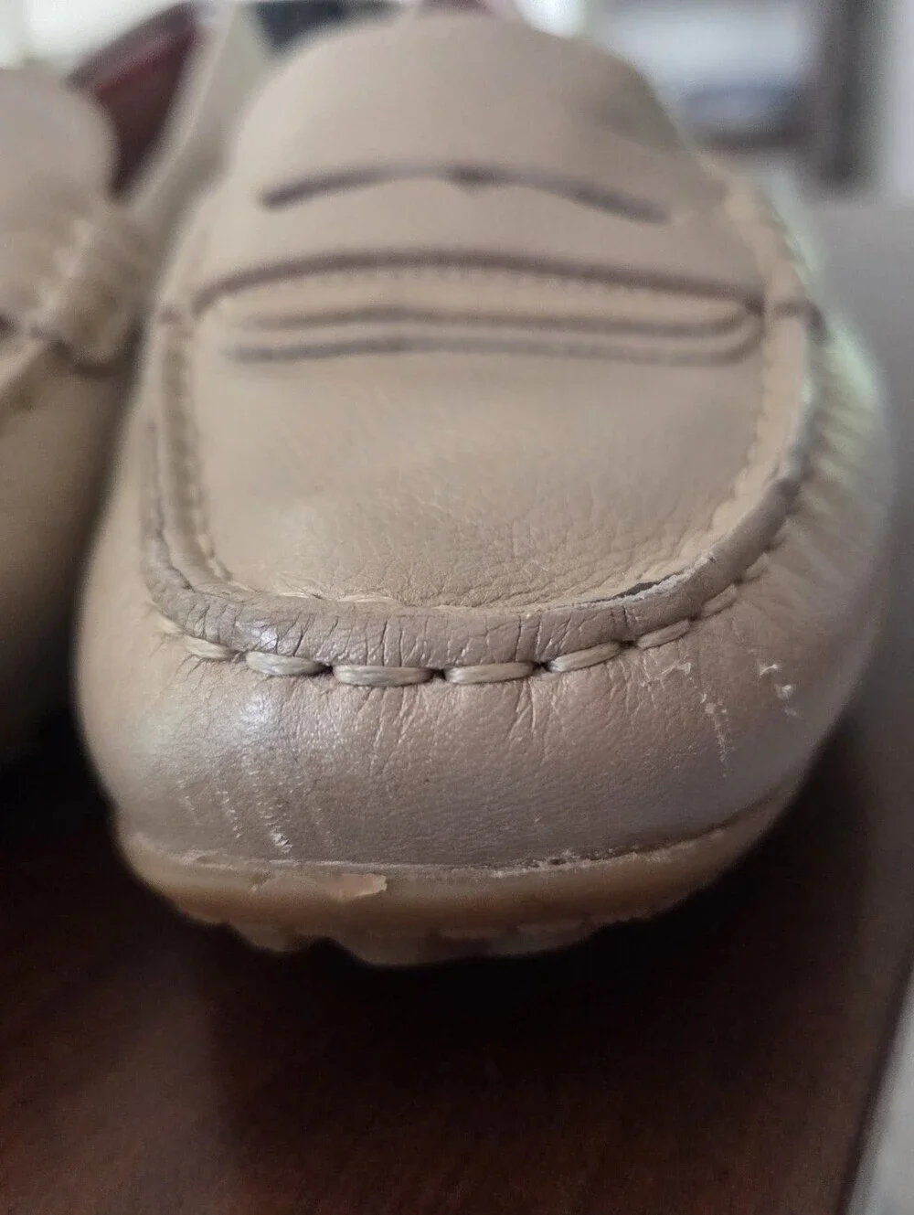 Geox Kosmopolis Gold Leather Penny Loafers Size 39 (US 8-8.5) Missing Insole!